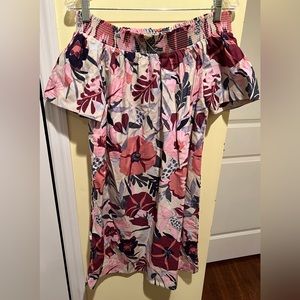 LOFT OUTLET Flowered off the shoulder dress.